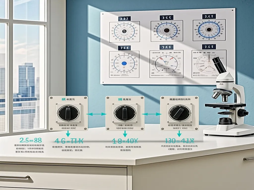 Display of switch button push specifications with a microscope