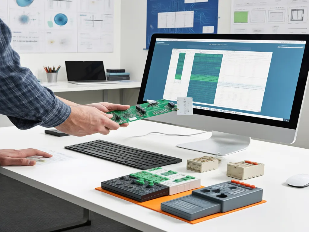 A person tests a momentary push button switch on a computer