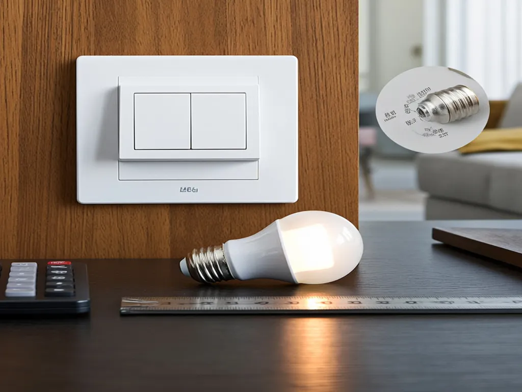Close-up of a rotary dimmer switch with a light bulb