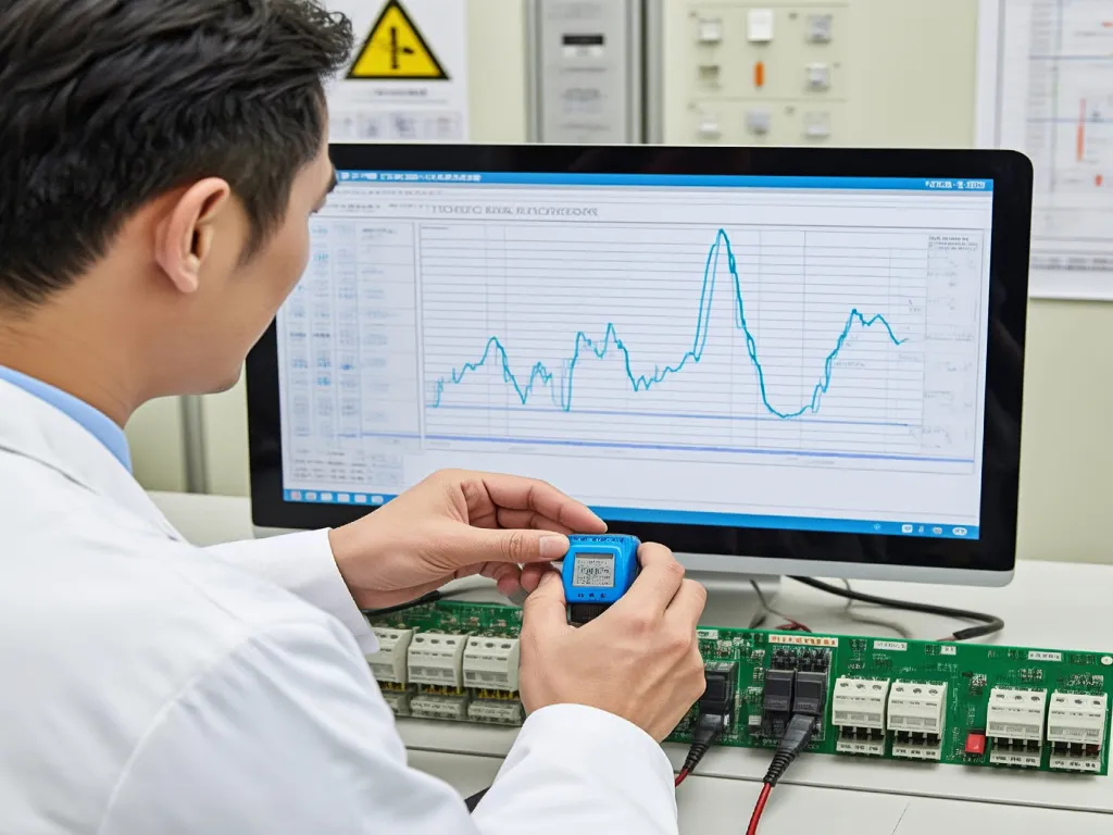 A person analyzing rotary switch data on a computer screen
