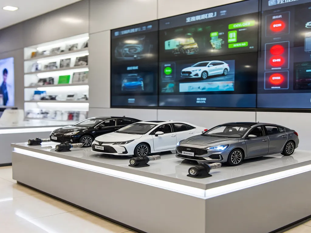 Car models displayed with engine indicator lights