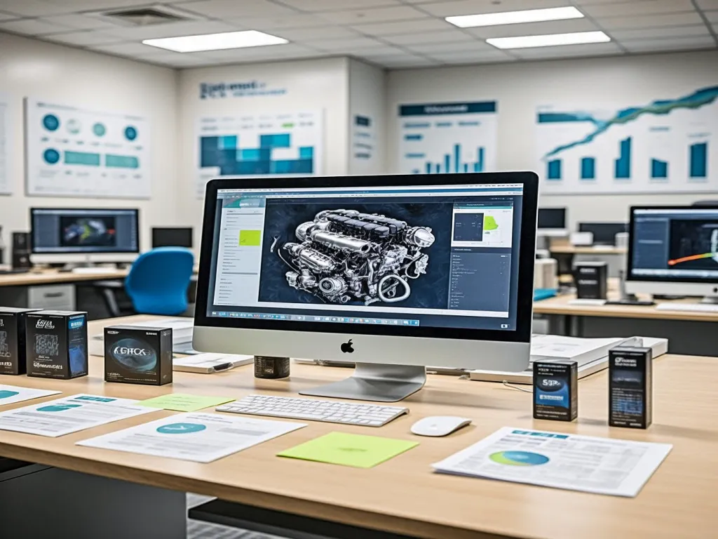 Engine data displayed on a computer screen