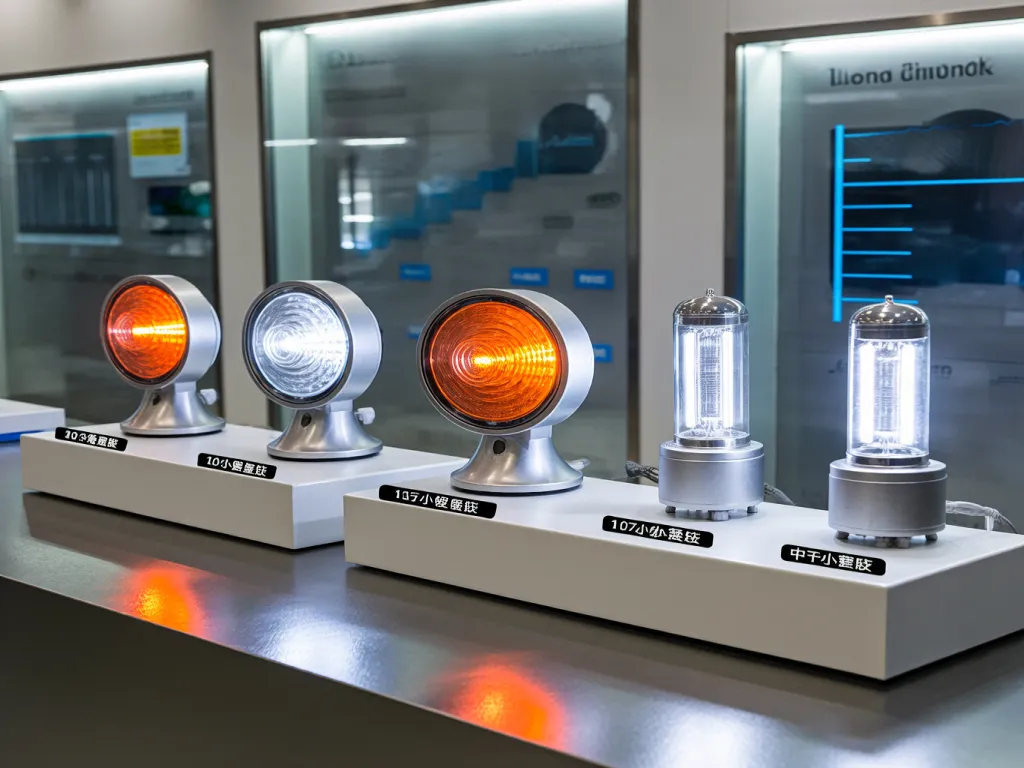 Indicator lights product showcase with detailed labels
