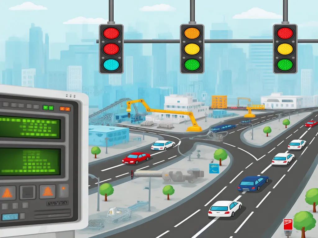 Traffic lights controlled by LED indicator lights
