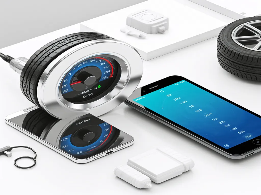 Tire pressure indicator device connected to a smartphone
