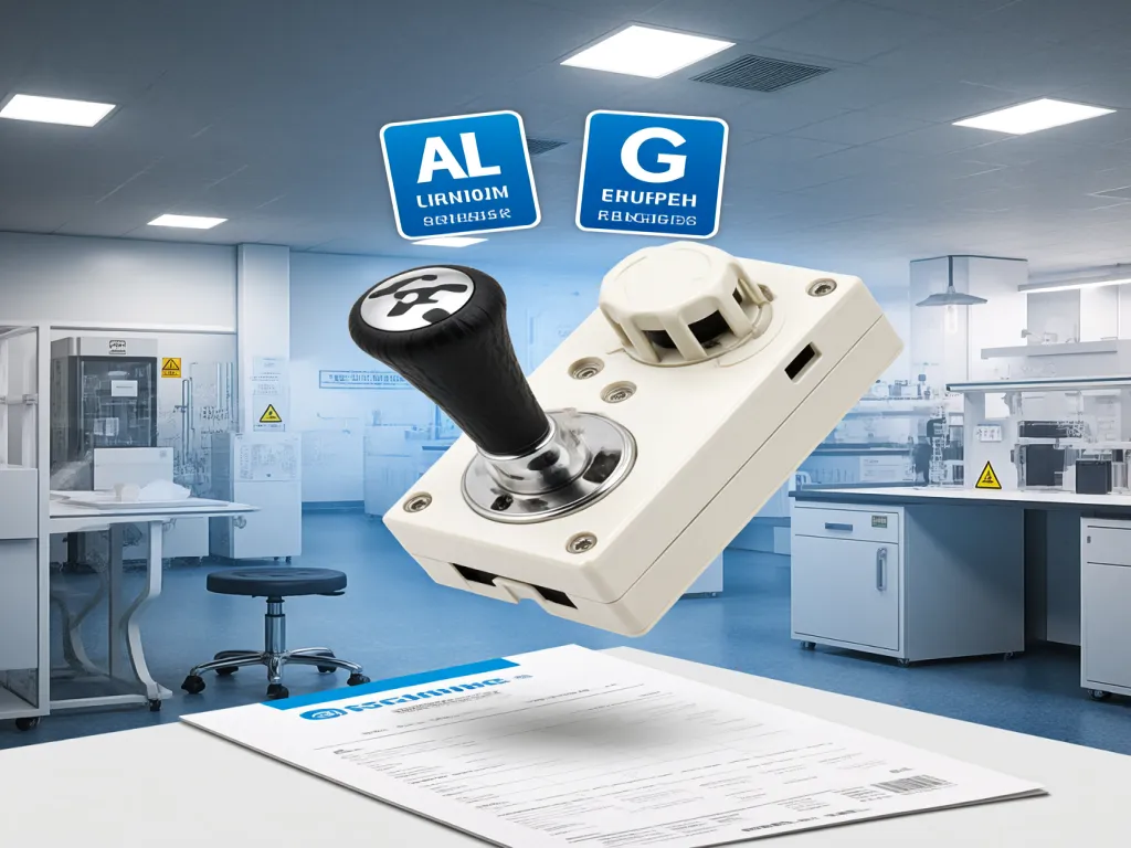 A floating rocker switch panel with AL and G certification logos