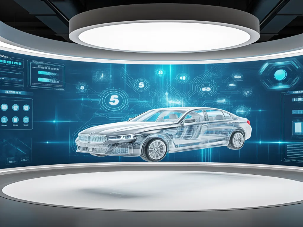 A futuristic car with electronic push button switch symbol